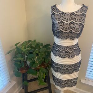 NWOT Jax White w/Black Lace Sheath Cocktail Dress